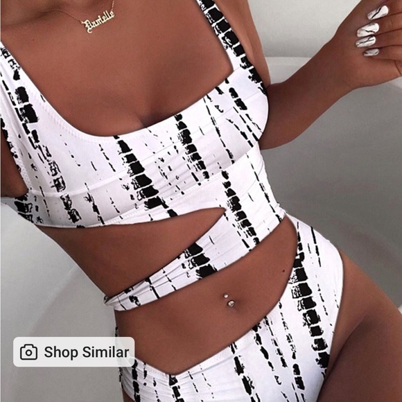 Cutout Tie-Dye Wide Strap One-Piece Swimwear